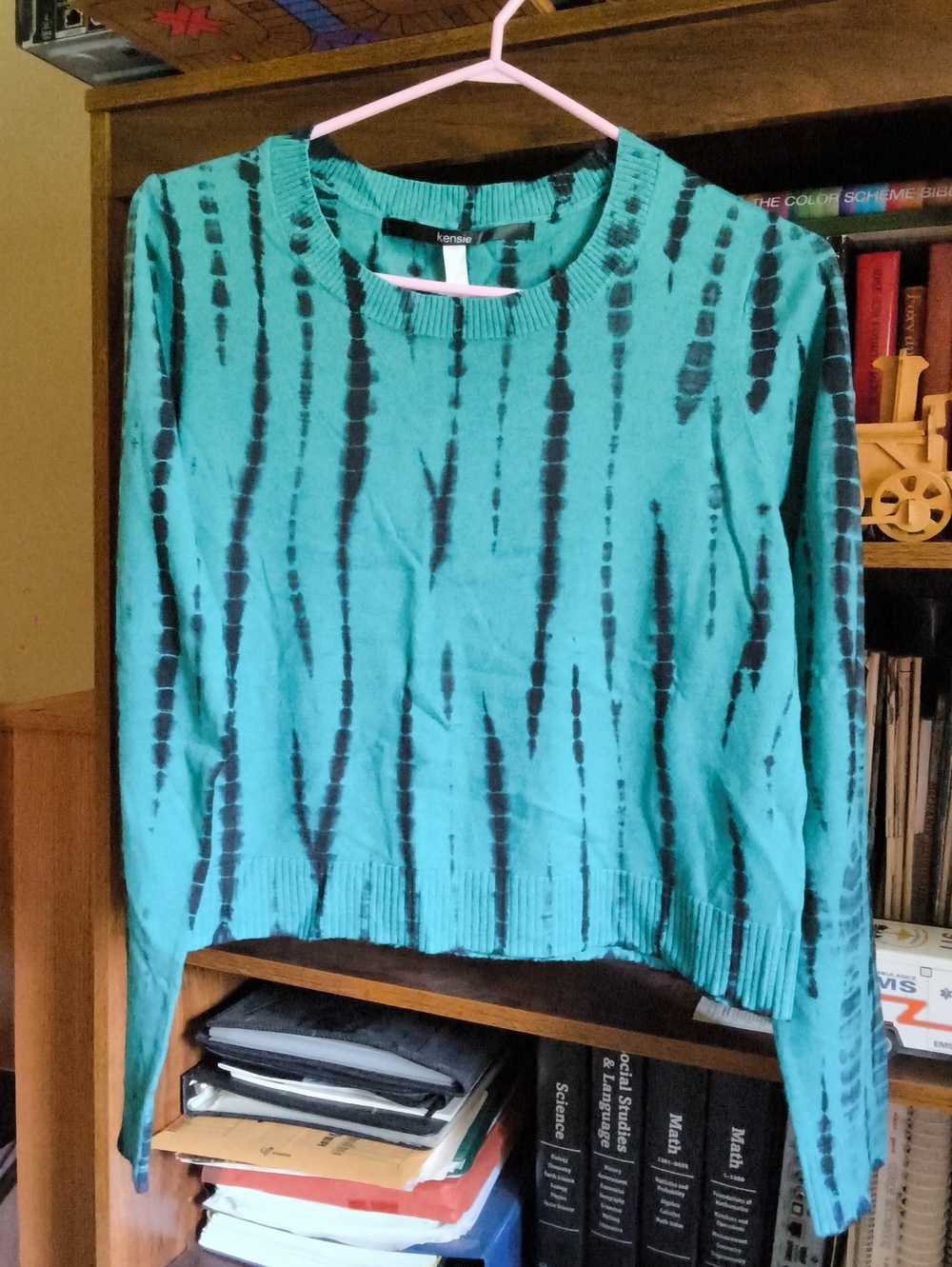 Teal and Black Tie-Dye Crewneck Sweater